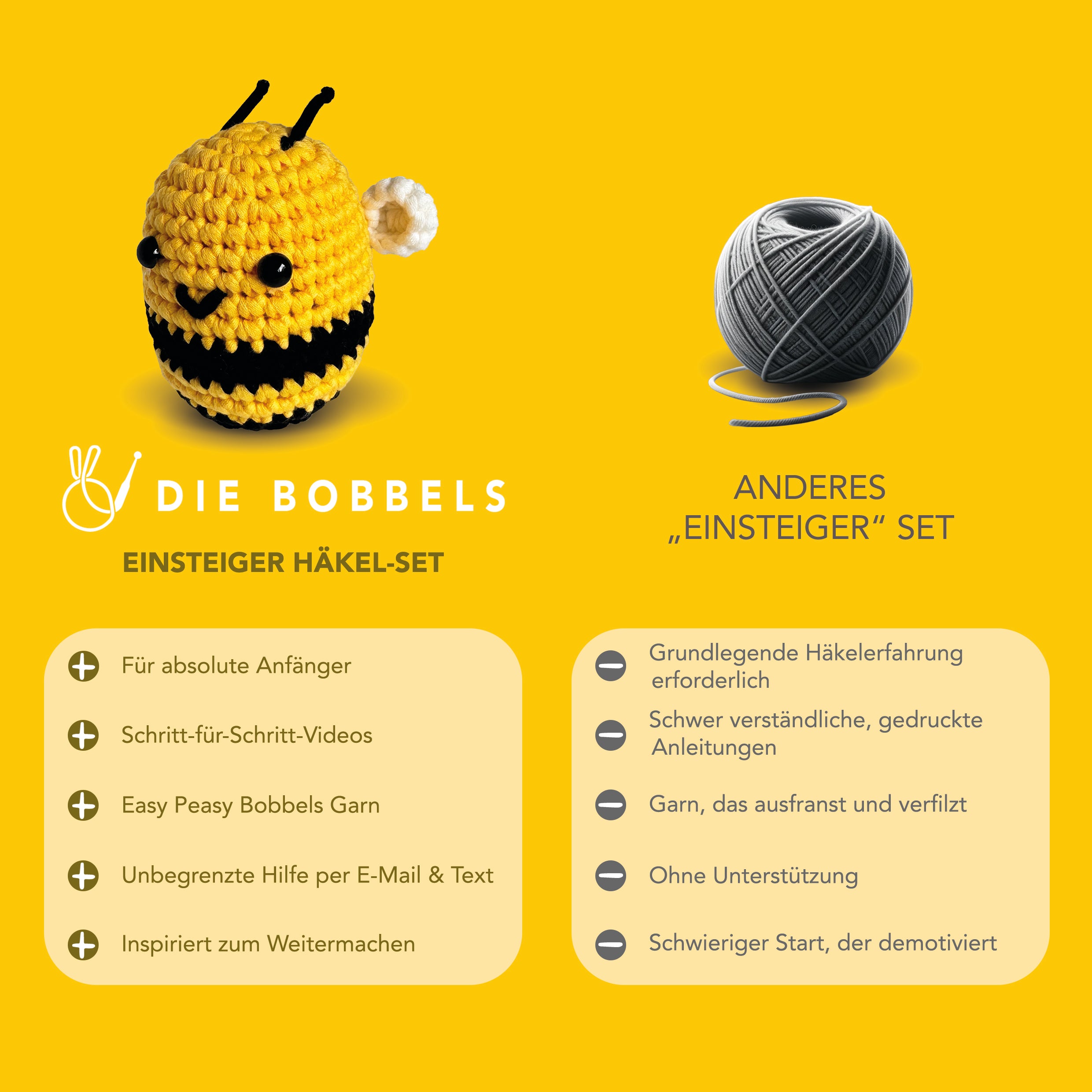 Biene haekeln - Maila die Amigurumi Biene - Vergleich