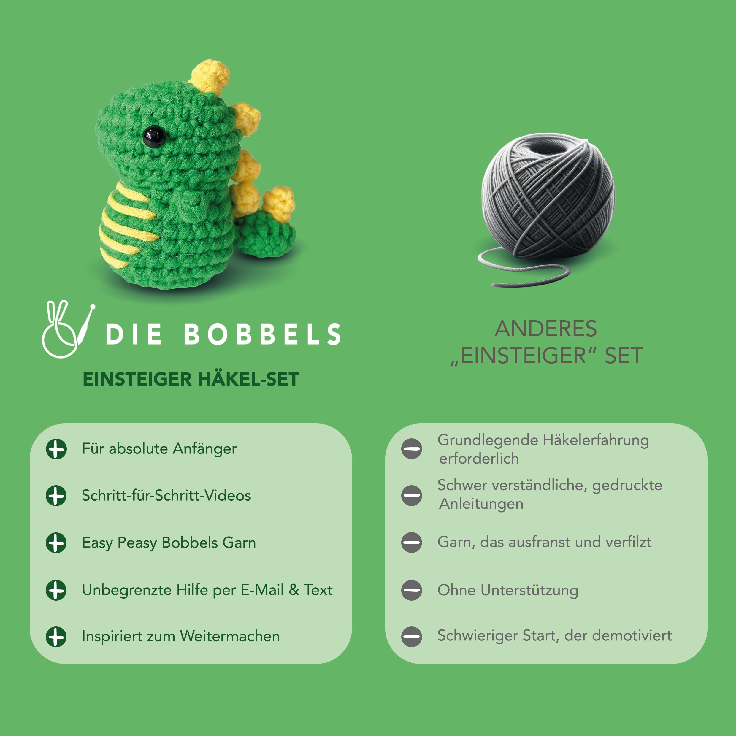 Dinosaurier häkeln - Oskar der Amigurumi Dinosaurier - Vergleich