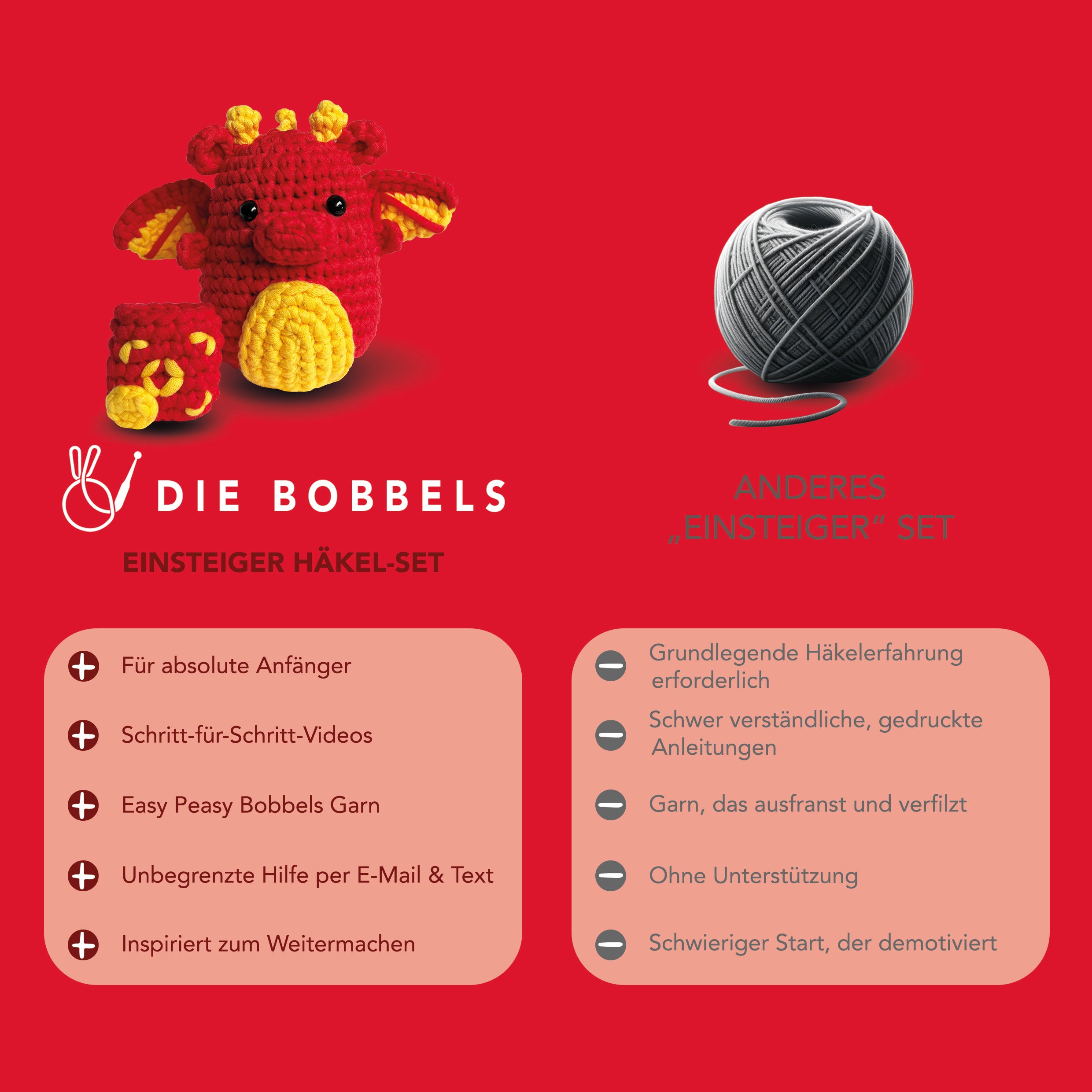 Drache häkeln - Ragnar der Amigurumi Drache - Vergleich