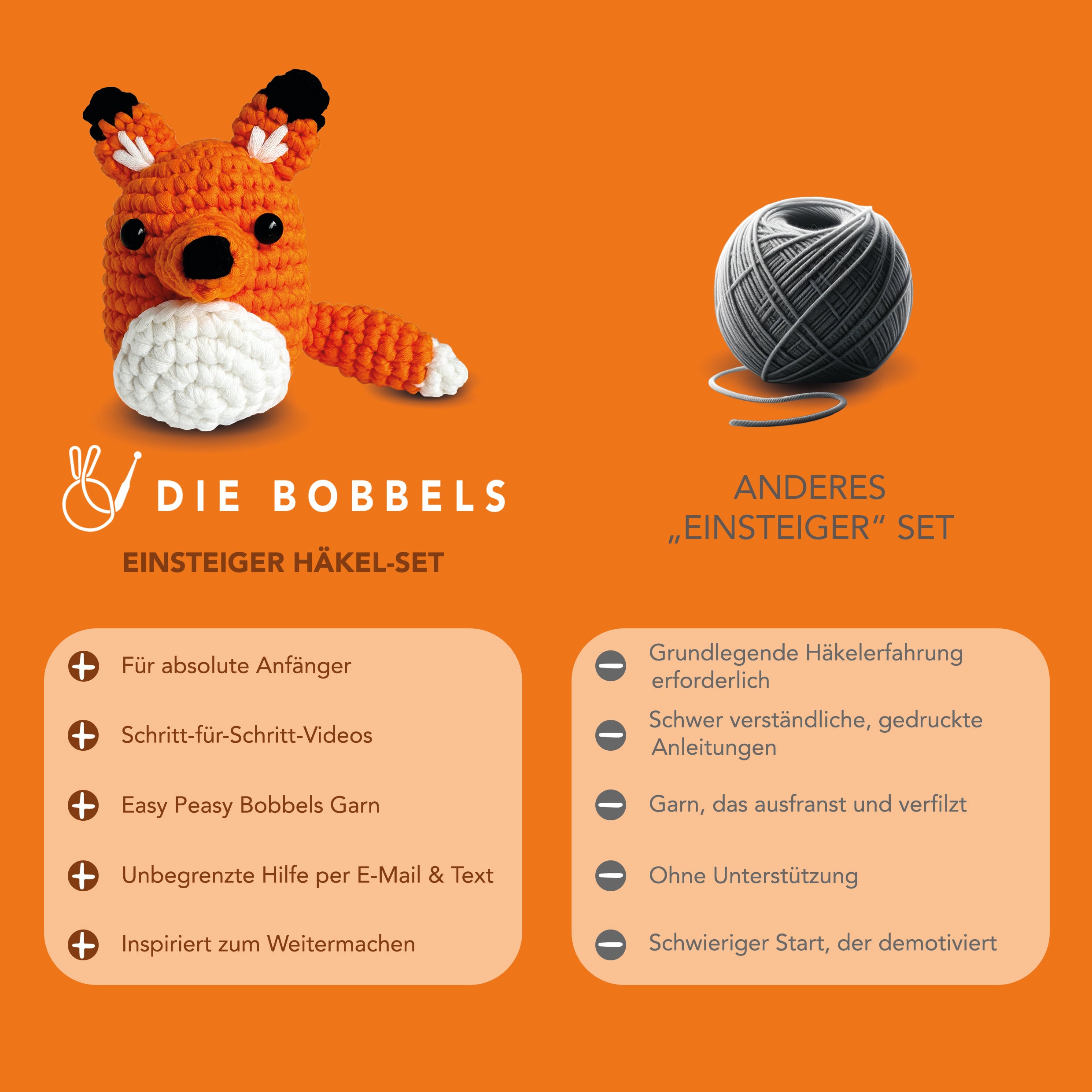 Fuchs häkeln - Freddy der Amigurumi Fuchs - Vergleich