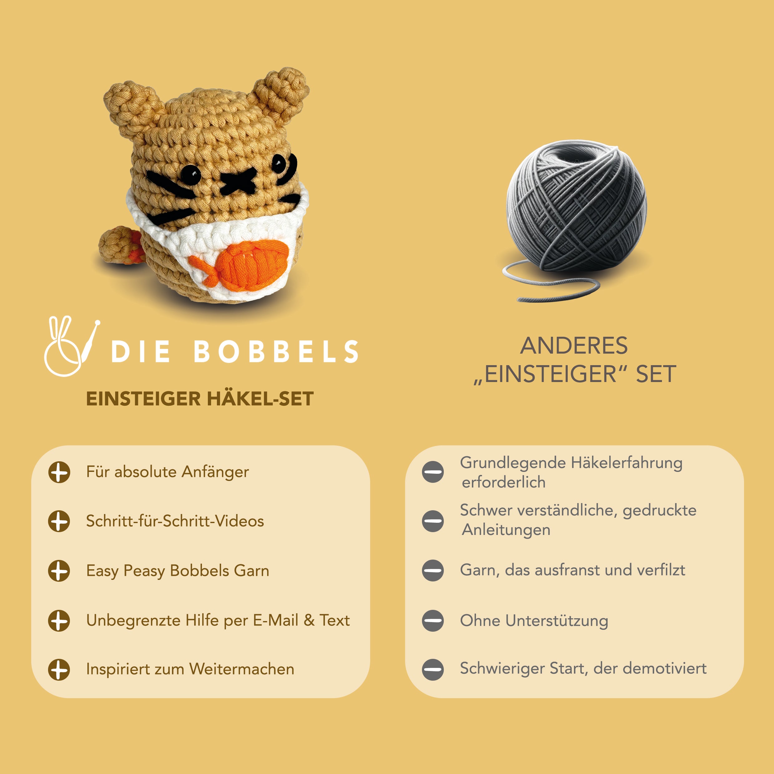 Katze häkeln - Mia die Amigurumi Katze - Vergleich