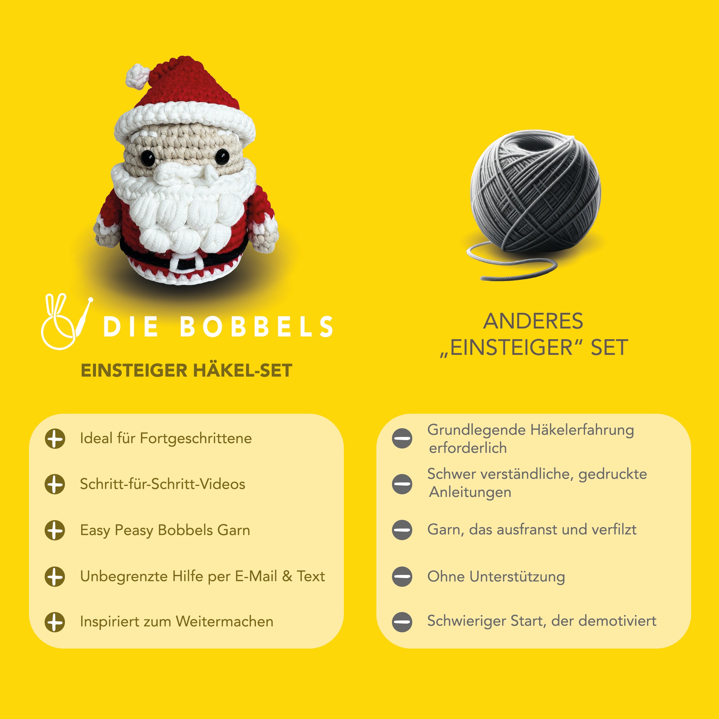 Weihnachtsmann häkeln - Santa der Amigurumi Weihnachtsmann - Vergleich