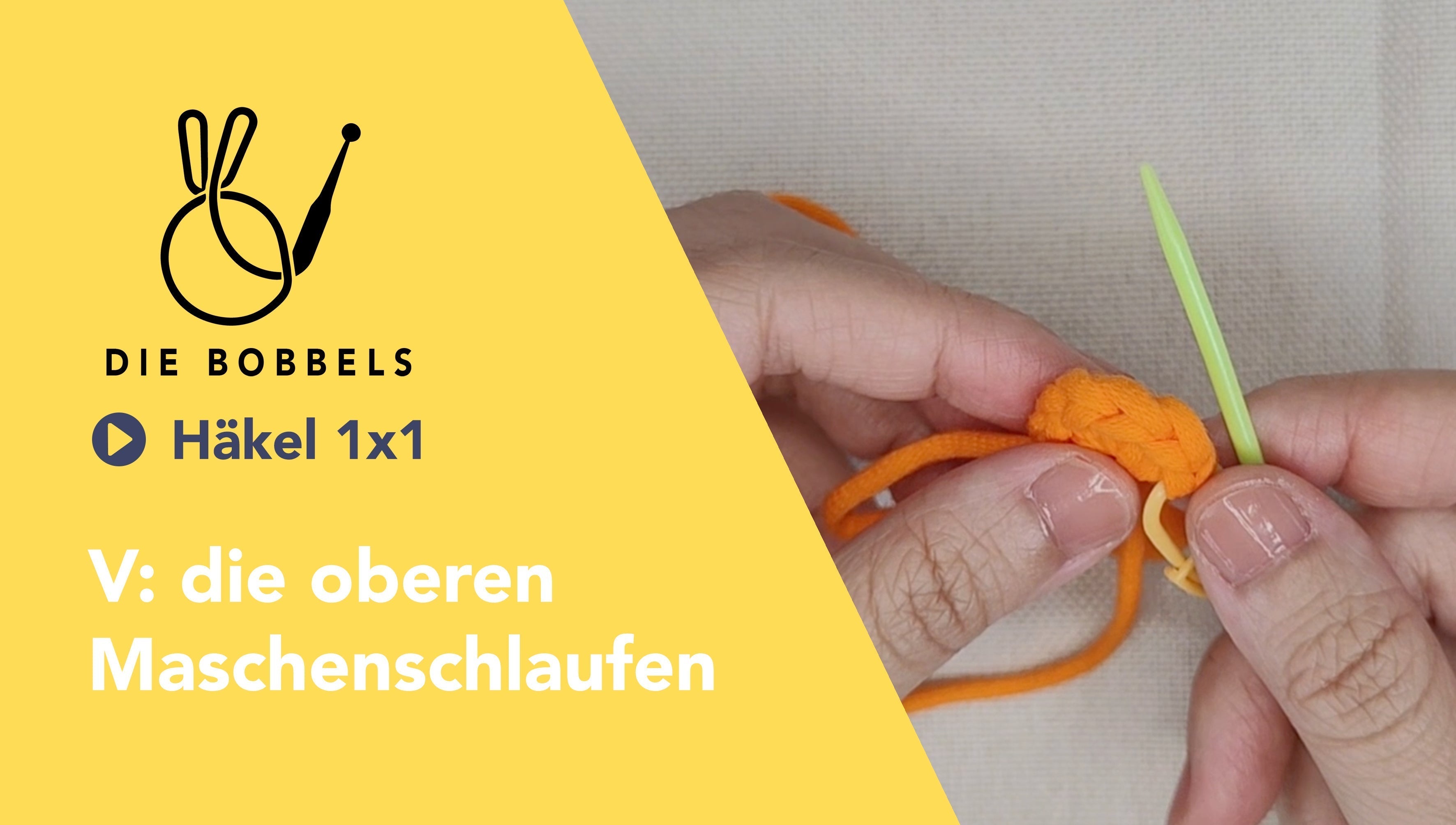 V: die oberen Schlaufen einer Masche