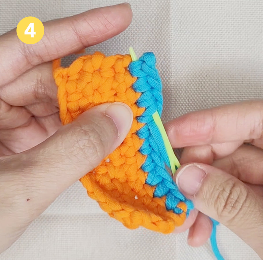 Rückweg für maximale Haltbarkeit – Zickzack sichert das Häkelende