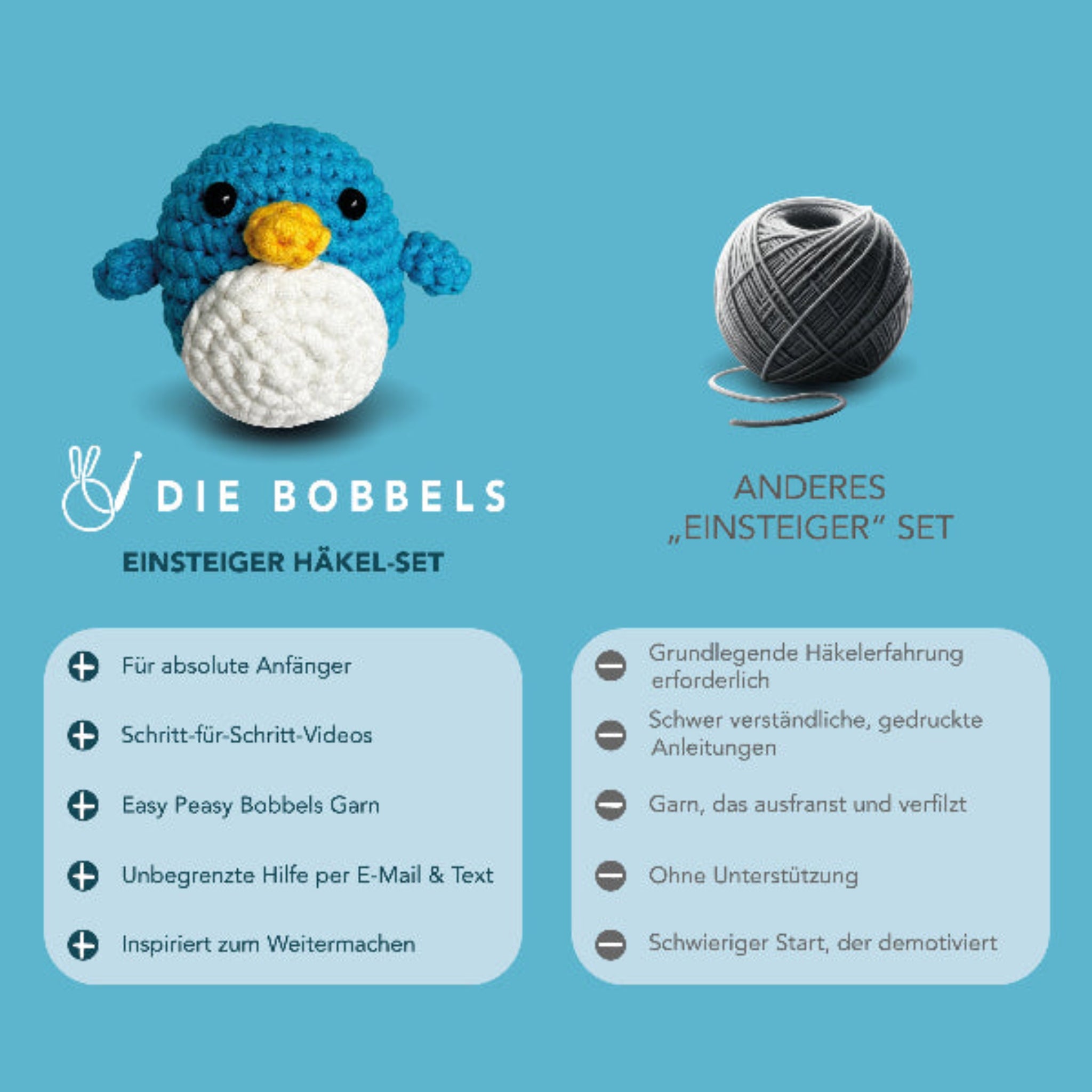 Pinguin häkeln - Louis der Amigurumi Pinguin - Vergleich